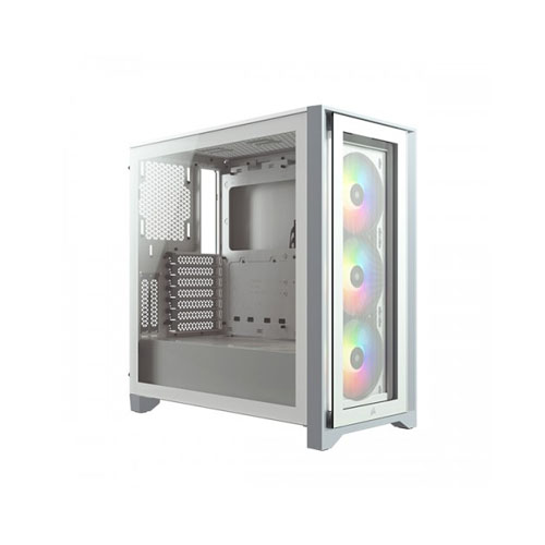 Corsair iCUE 4000X RGB Tempered Glass Mid-Tower ATX Casing (White)