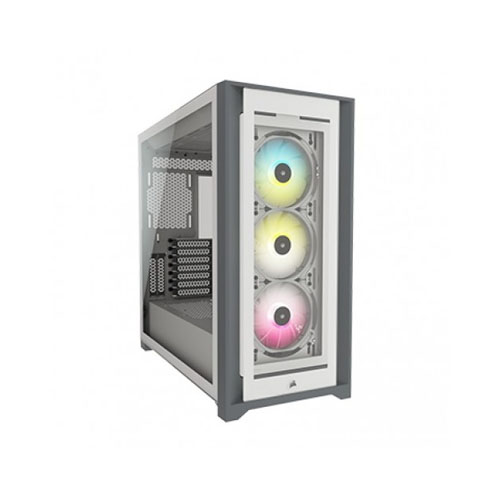 Corsair iCUE 5000X RGB Tempered Glass Mid-Tower ATX PC Smart Case - White