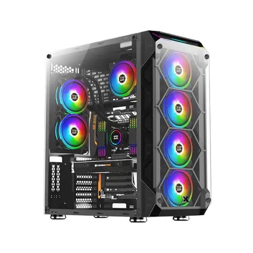 XIGMATEK Overtake Tempered Glass Rainbow RGB Super Tower EATX Gaming Case