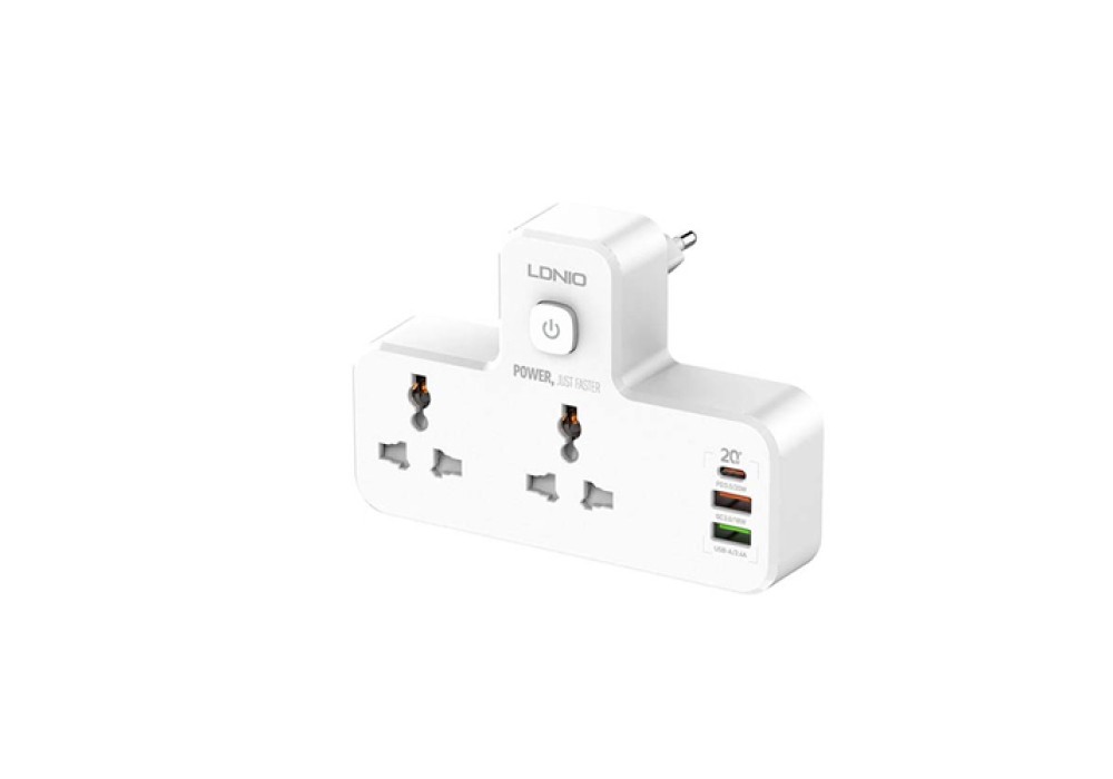 LDNIO Power Strip 2 Port with 2 USB and 1 USB-C PD & QC3.0 EU (SC2311) – White