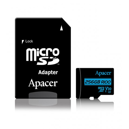 Apacer R100 MicroSDXC UHS-I U3 V30 A2 512GB Class-10 Memory Card with Adapter