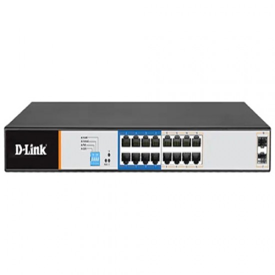 D-Link DGS-F1018P-E 250M 16 1000 Mbps PoE Switch with 2 SFP Ports