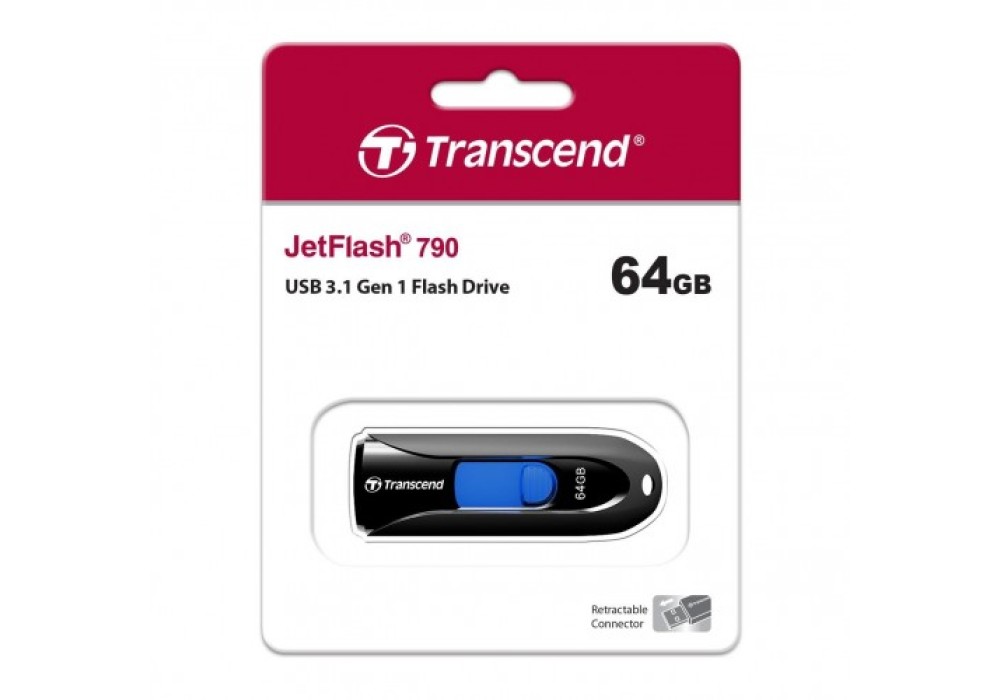 Transcend JetFlash 790 64GB USB 3.1 Gen 1 Pen Drive (TS64GJF790K)