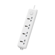 Deli CT704 2 Pin 4 Port 5 Meter White Power Strip