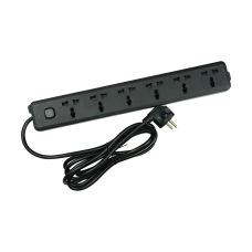 Deli CT705 2 Pin 6 Port 3 Meter Black Power Strip