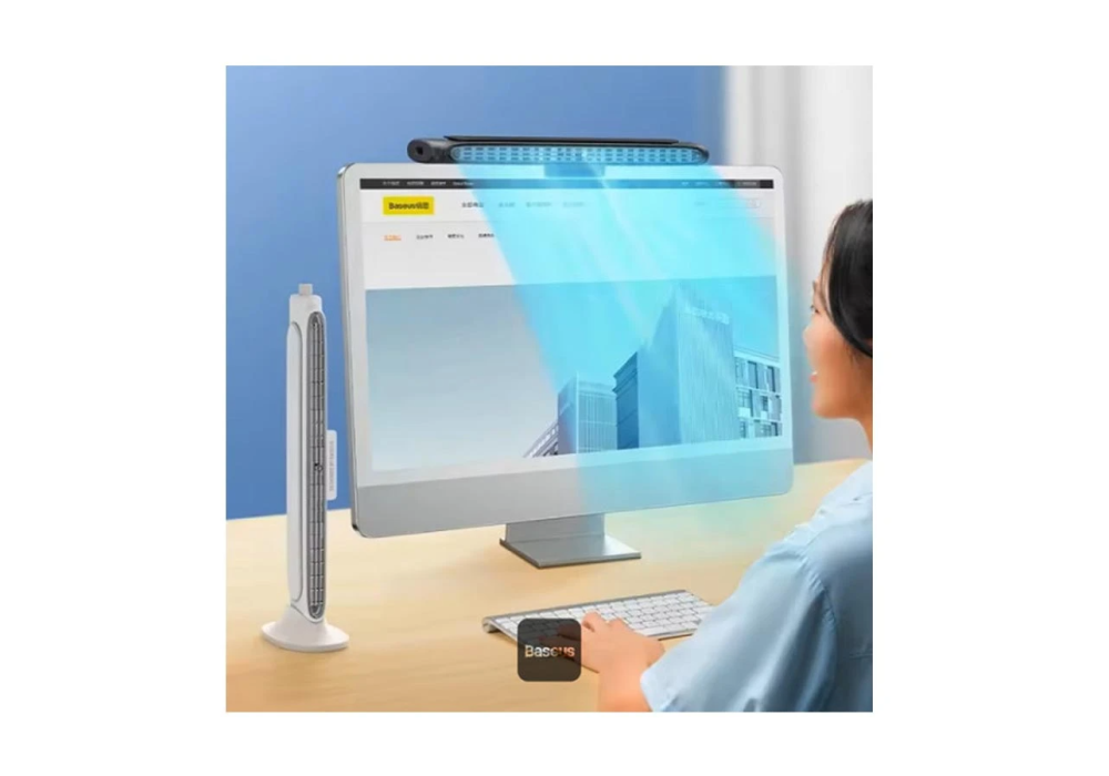 Baseus Refreshing Monitor Clip On and Stand-Up Bladeless Air Desk Fan