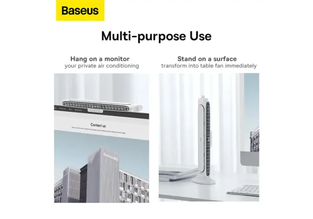 Baseus Refreshing Monitor Clip On and Stand-Up Bladeless Air Desk Fan