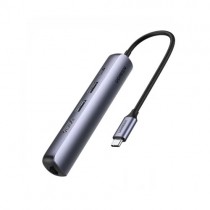 Ugreen CM418 Type-C Male to Dual USB 3.0, Type-C, HDMI & LAN Female Dark Gray Converter